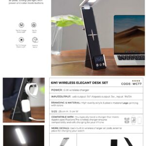 6IN1 Wireless Elegant Desk Set