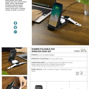 Rubber Foldable 3IN1 Wireless Desk Set