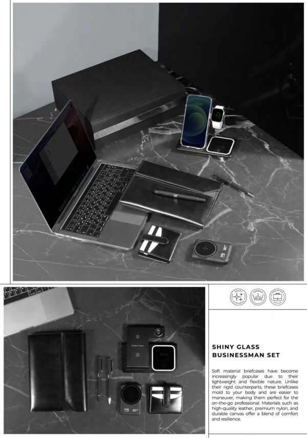 Shiny glass businessman set